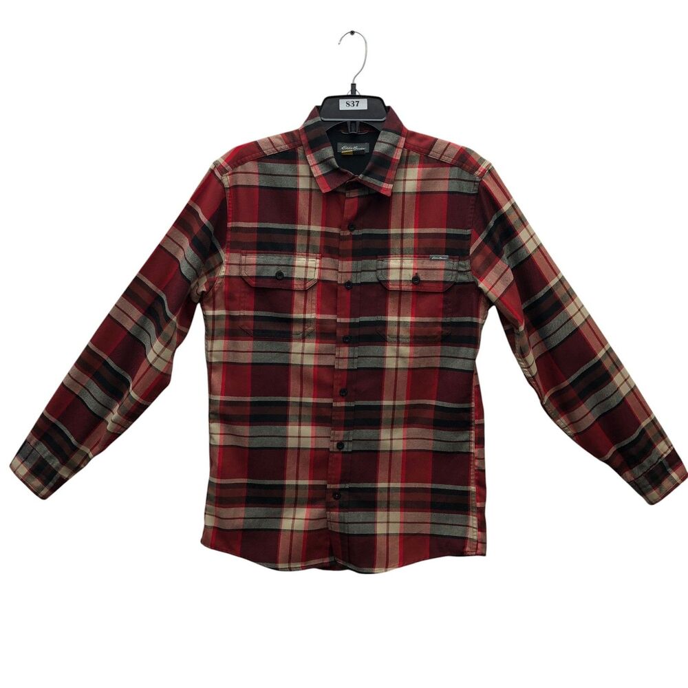 Eddie Bauer Shirt Mens Small Plaid Flannel Long Sleeve‎ Classic Fit Outdoor